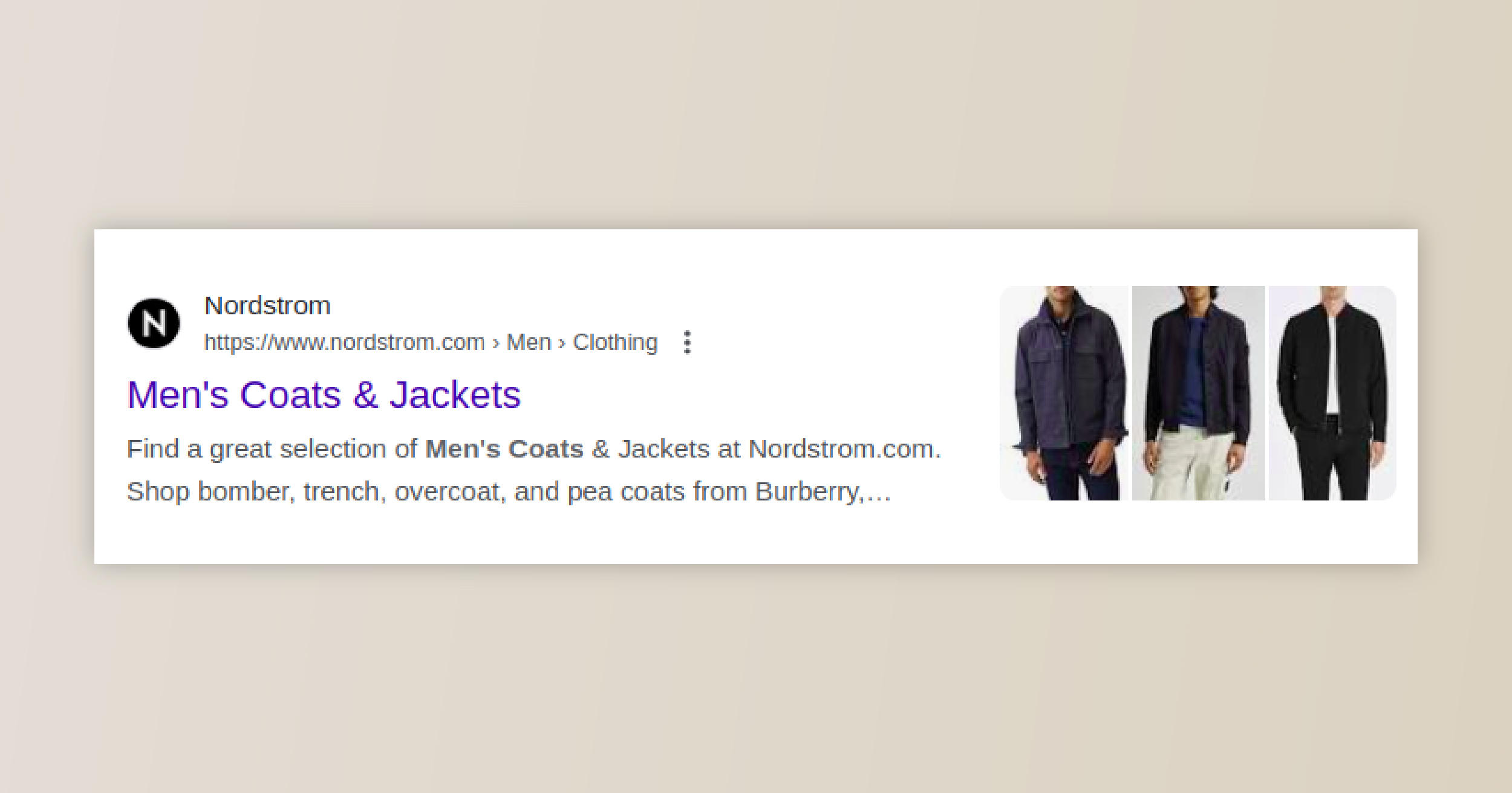 Images displayed in SERP for an e-commerce-related request