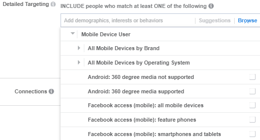 detailed targeting based on mobile brand and operating system